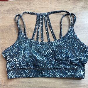 GAIAM - XS - Blue Patterned Strappy Sports Bra Racer back